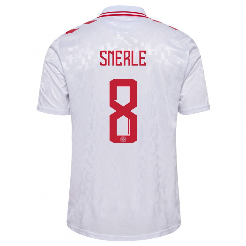 Kandiny Bambino Maglia Danimarca Emma Snerle #8 Bianco Kit Gara Away 24-26 Maglietta