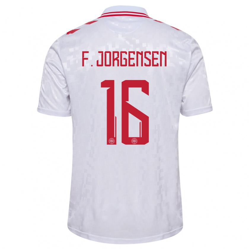 Kandiny Kinderen Denemarken Filip Jorgensen #16 Wit Uitshirt Uittenue 24-26 T-Shirt België