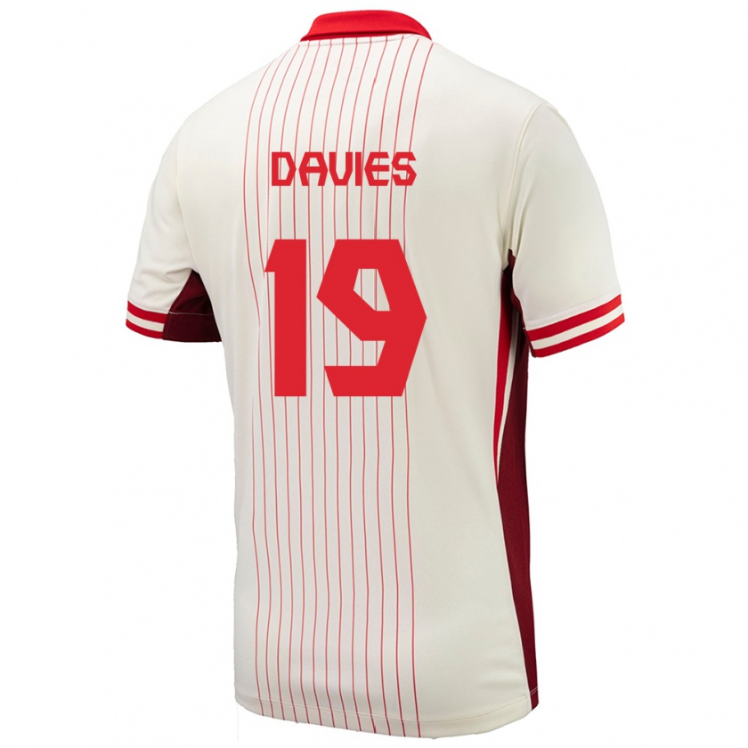 Kandiny Kinderen Canada Alphonso Davies #19 Wit Uitshirt Uittenue 24-26 T-Shirt