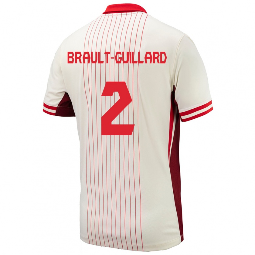 Kandiny Niño Camiseta Canadá Zachary Brault-Guillard #2 Blanco 2ª Equipación 24-26 La Camisa