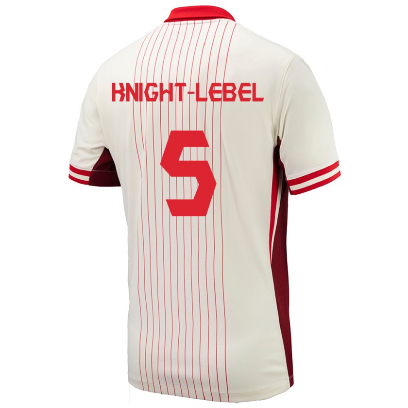 Kandiny Niño Camiseta Canadá Jamie Knight-Lebel #5 Blanco 2ª Equipación 24-26 La Camisa