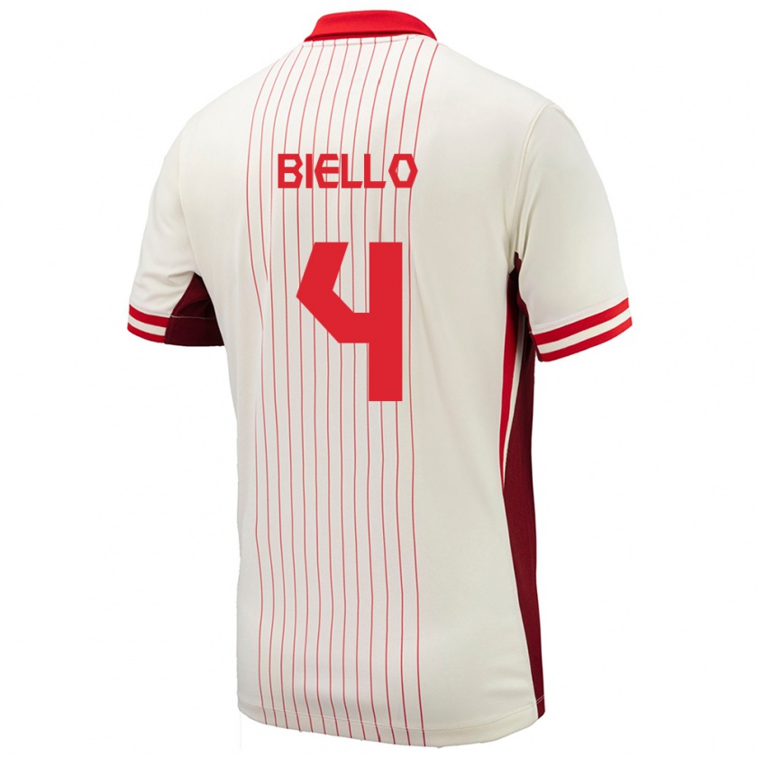 KandinyキッズカナダAlessandro Biello#4白アウェイシャツ24-26ジャージーユニフォーム