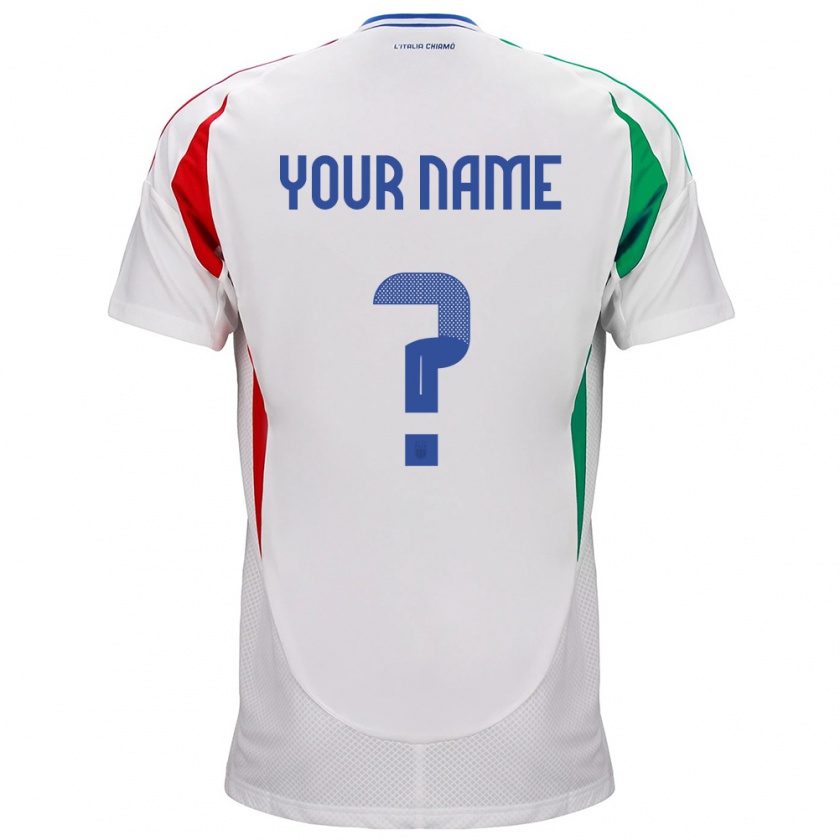 Kandiny Bambino Maglia Italia Il Tuo Nome #0 Bianco Kit Gara Away 24-26 Maglietta