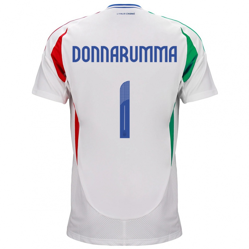 Kandiny Bambino Maglia Italia Gianluigi Donnarumma #1 Bianco Kit Gara Away 24-26 Maglietta