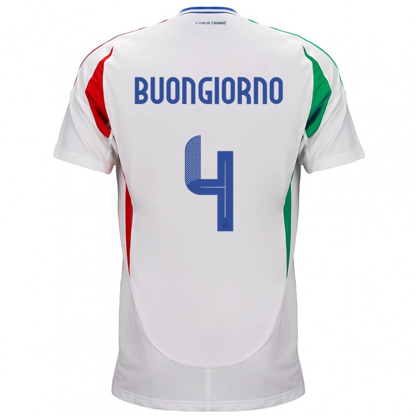 Kandiny Kinder Italien Alessandro Buongiorno #4 Weiß Auswärtstrikot Trikot 24-26 T-Shirt Österreich