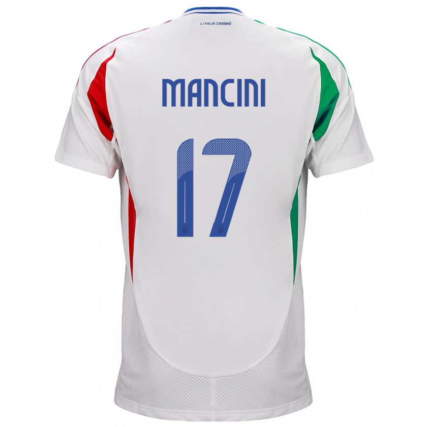 Kandiny Bambino Maglia Italia Gianluca Mancini #17 Bianco Kit Gara Away 24-26 Maglietta