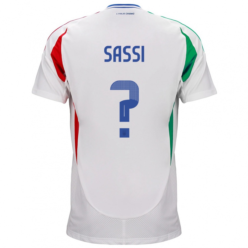 Kandiny Bambino Maglia Italia Jacopo Sassi #0 Bianco Kit Gara Away 24-26 Maglietta