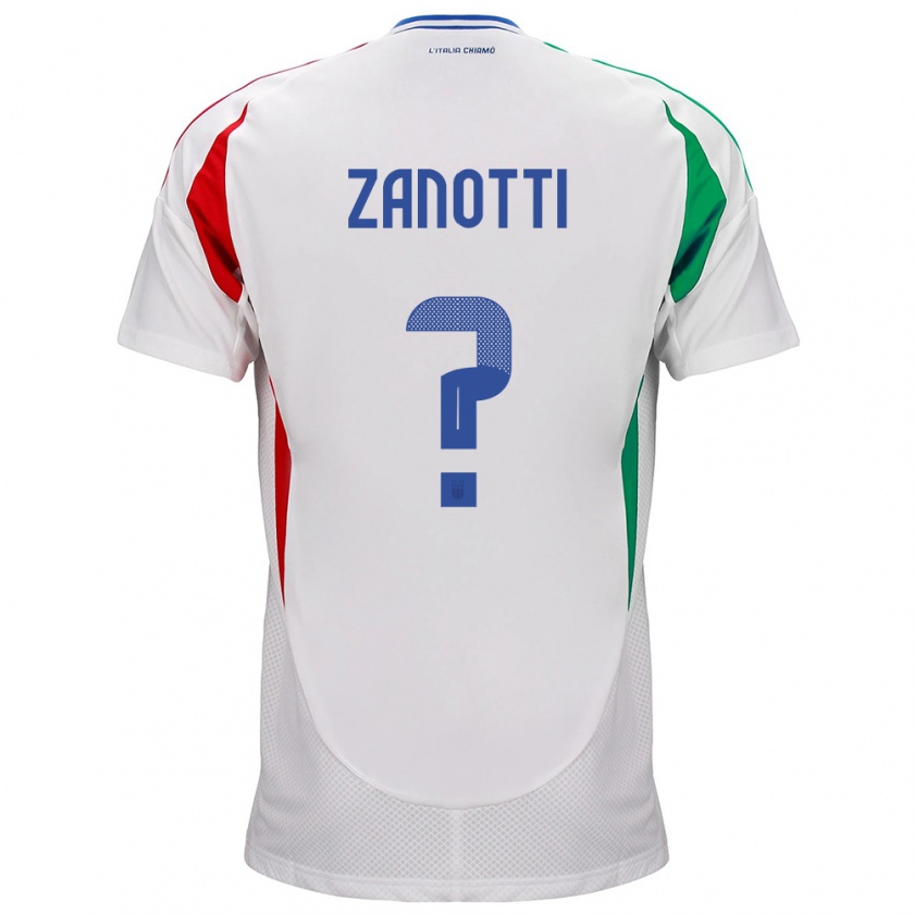 Kandiny Bambino Maglia Italia Mattia Zanotti #0 Bianco Kit Gara Away 24-26 Maglietta