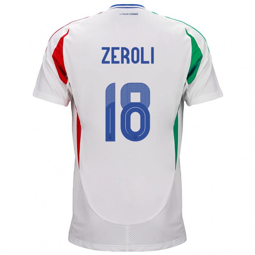 Kandiny Bambino Maglia Italia Kevin Zeroli #18 Bianco Kit Gara Away 24-26 Maglietta