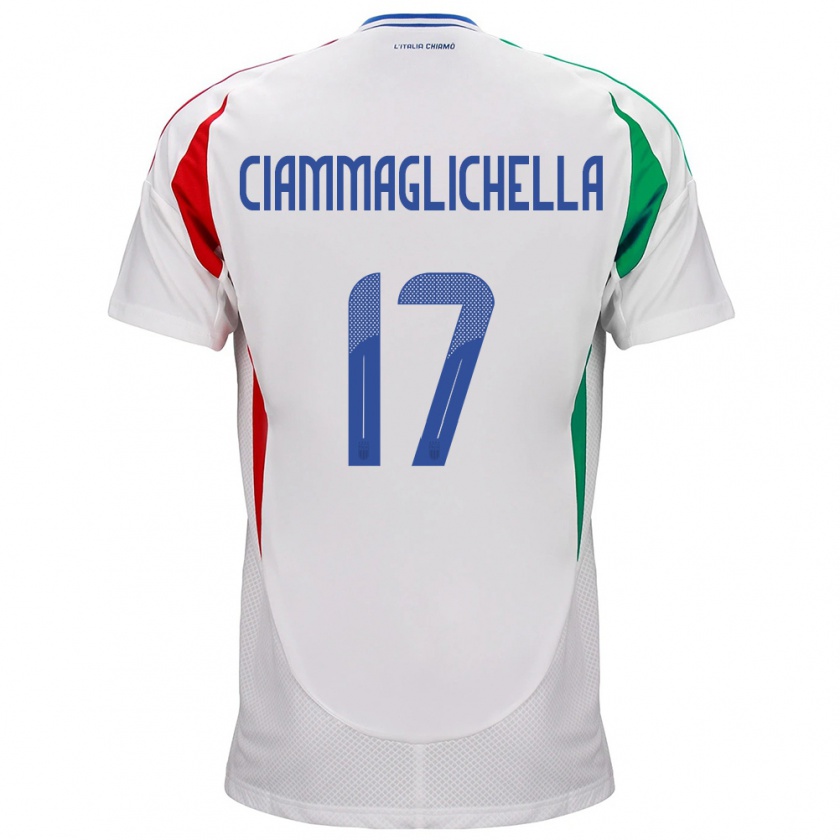 Kandiny Bambino Maglia Italia Aaron Ciammaglichella #17 Bianco Kit Gara Away 24-26 Maglietta