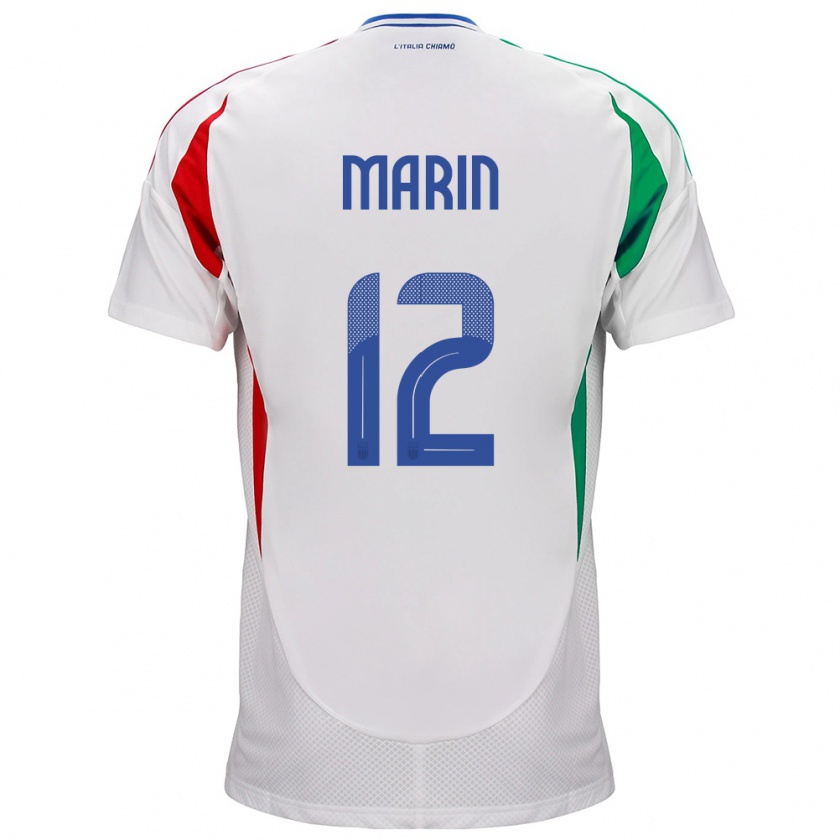 Kandiny Bambino Maglia Italia Renato Marin #12 Bianco Kit Gara Away 24-26 Maglietta