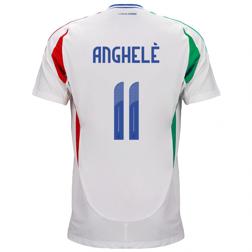 Kandiny Bambino Maglia Italia Lorenzo Anghelè #11 Bianco Kit Gara Away 24-26 Maglietta