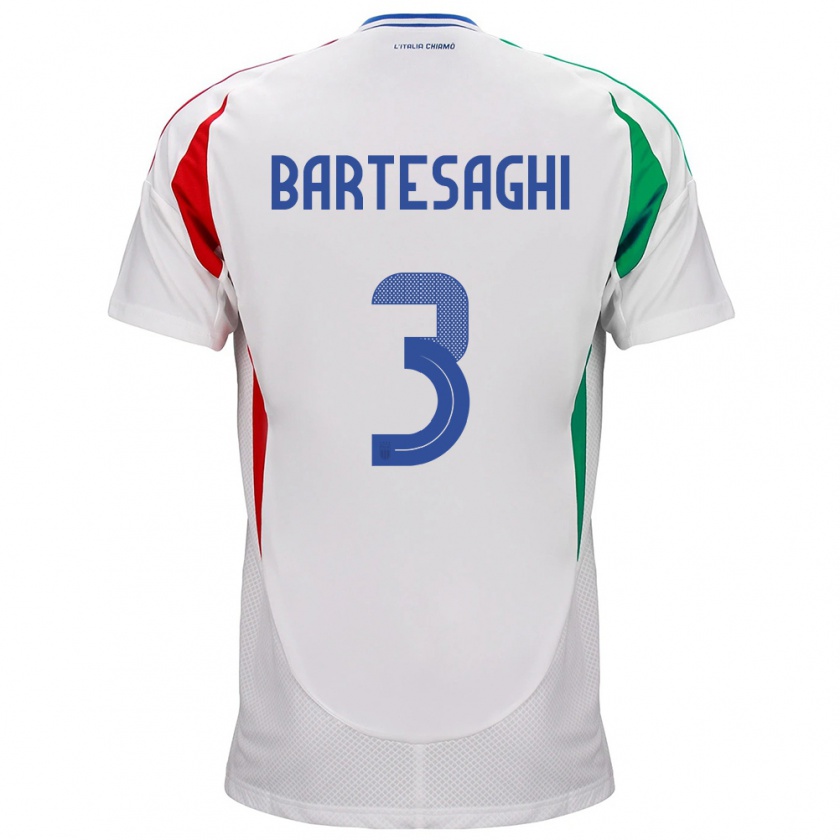 Kandiny Bambino Maglia Italia Davide Bartesaghi #3 Bianco Kit Gara Away 24-26 Maglietta