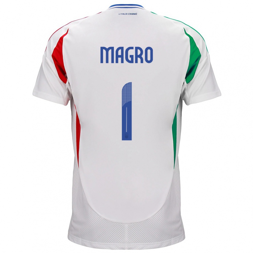 Kandiny Bambino Maglia Italia Federico Magro #1 Bianco Kit Gara Away 24-26 Maglietta