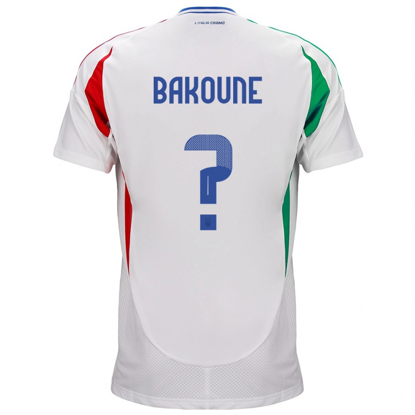 Kandiny Bambino Maglia Italia Adam Bakoune #0 Bianco Kit Gara Away 24-26 Maglietta