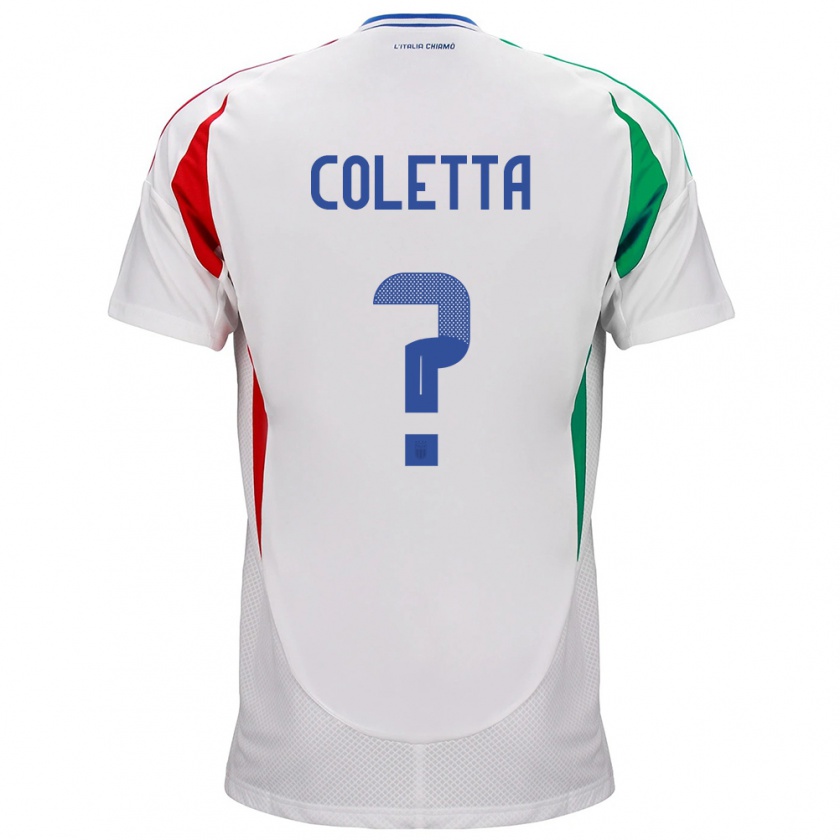 Kandiny Bambino Maglia Italia Federico Coletta #0 Bianco Kit Gara Away 24-26 Maglietta