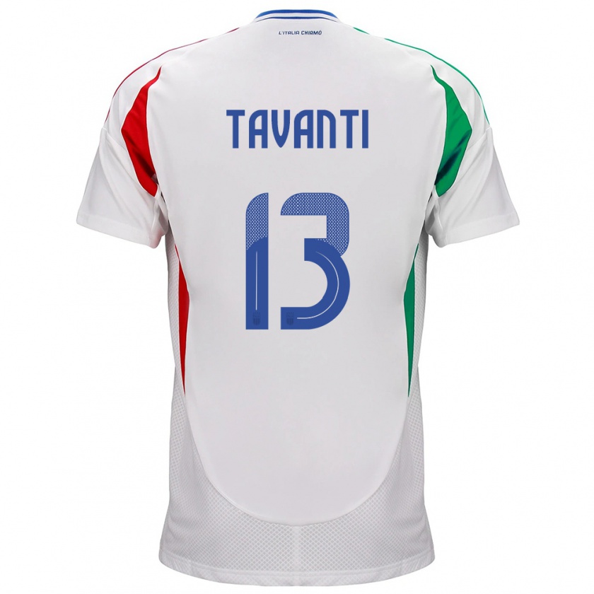 Kandiny Bambino Maglia Italia Samuele Tavanti #13 Bianco Kit Gara Away 24-26 Maglietta