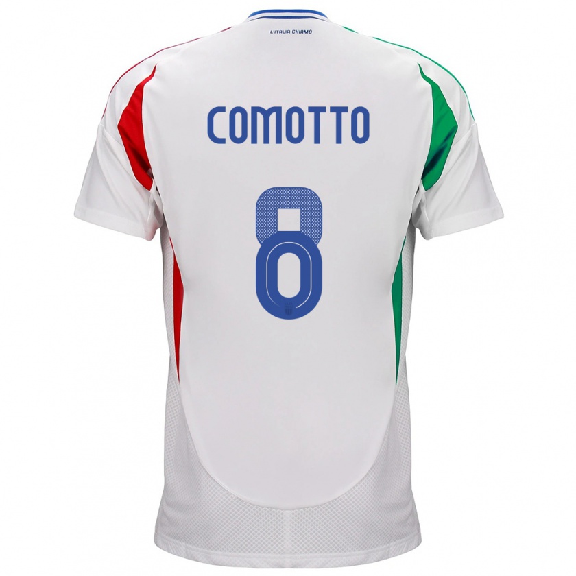 Kandiny Niño Camiseta Italia Christian Comotto #8 Blanco 2ª Equipación 24-26 La Camisa