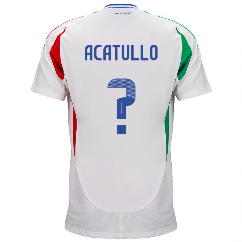 Kandiny Bambino Maglia Italia Cristian Acatullo #0 Bianco Kit Gara Away 24-26 Maglietta