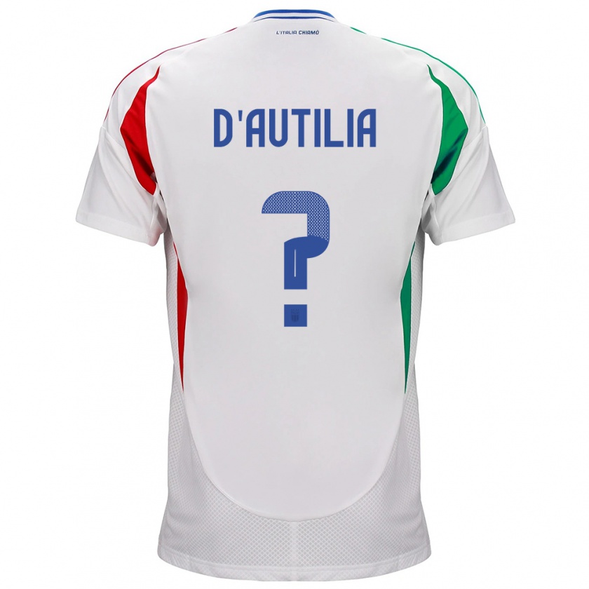 Kandiny Bambino Maglia Italia Renato Widmer D’Autilia #0 Bianco Kit Gara Away 24-26 Maglietta