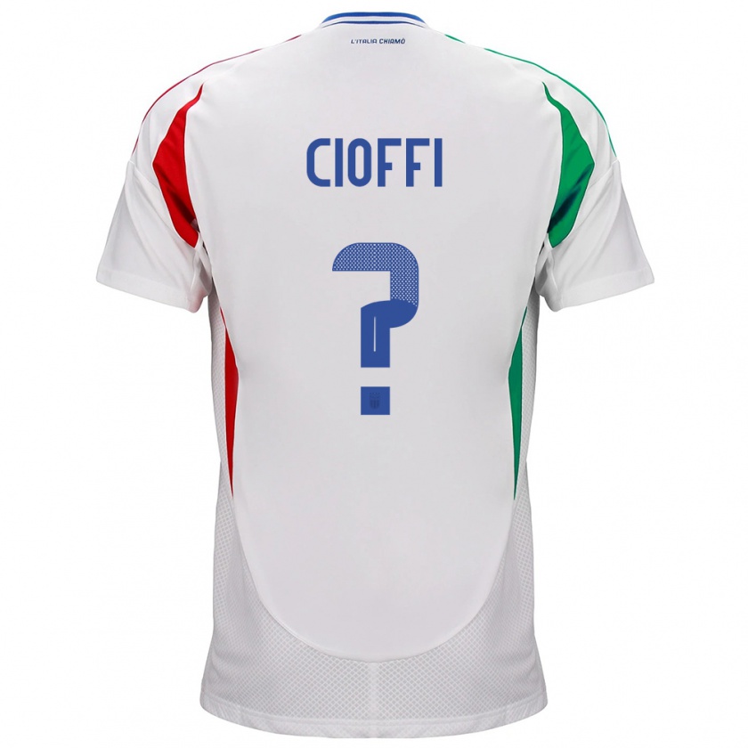 Kandiny Bambino Maglia Italia Cristian Cioffi #0 Bianco Kit Gara Away 24-26 Maglietta