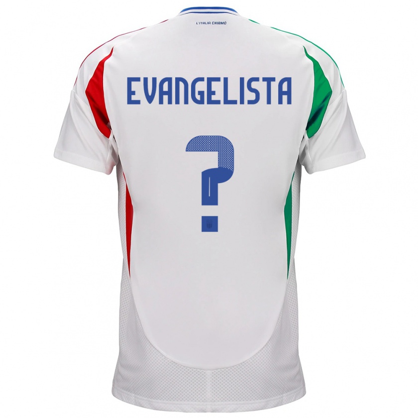 Kandiny Bambino Maglia Italia Edoardo Evangelista #0 Bianco Kit Gara Away 24-26 Maglietta