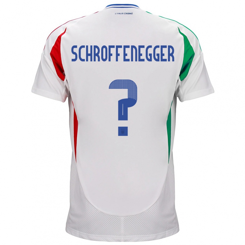 Kandiny Bambino Maglia Italia Katja Schroffenegger #0 Bianco Kit Gara Away 24-26 Maglietta