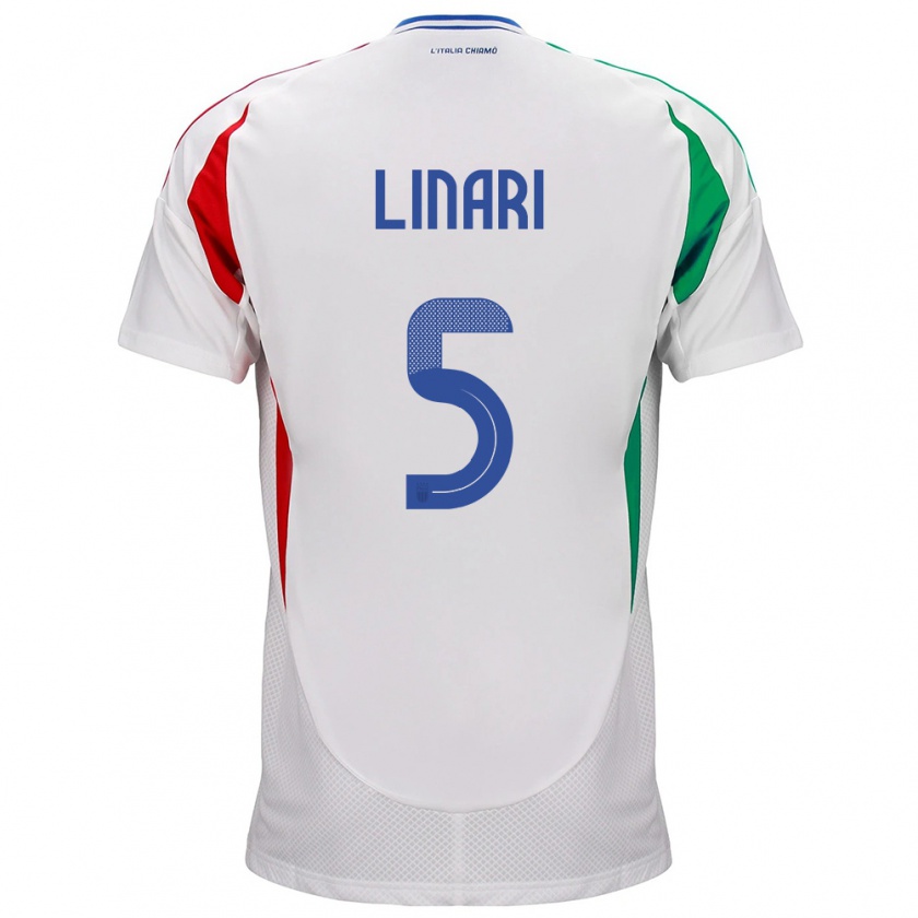 Kandiny Bambino Maglia Italia Elena Linari #5 Bianco Kit Gara Away 24-26 Maglietta