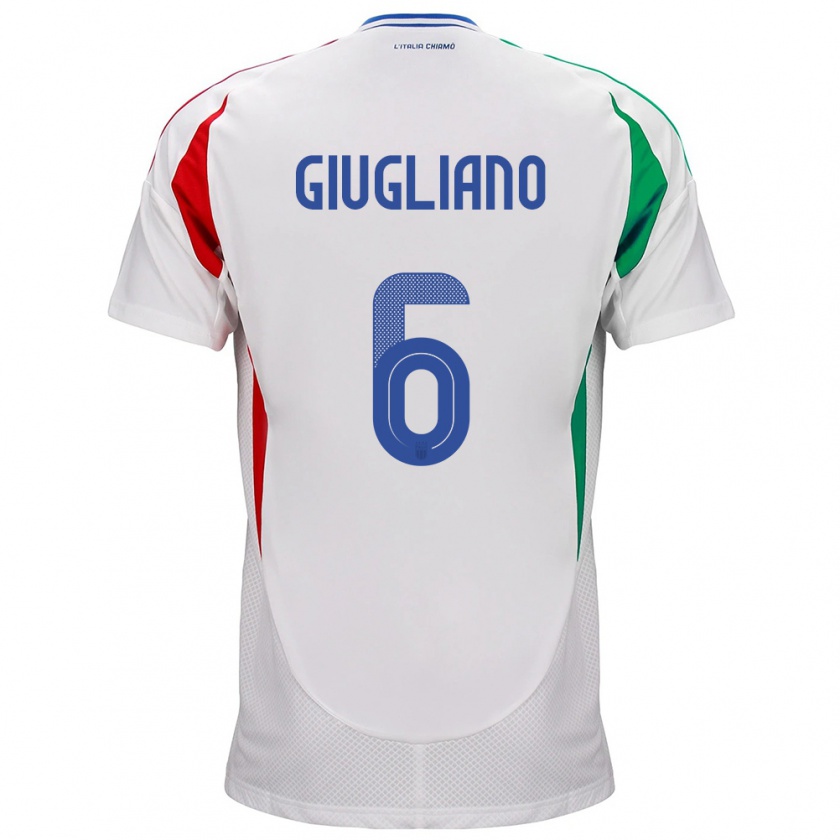 Kandiny Bambino Maglia Italia Manuela Giugliano #6 Bianco Kit Gara Away 24-26 Maglietta