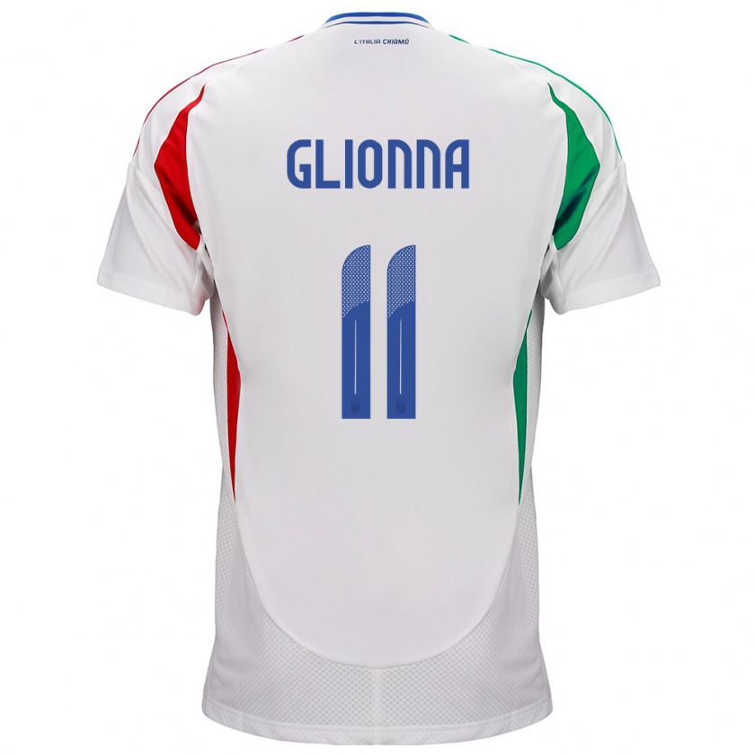 Kandiny Niño Camiseta Italia Benedetta Glionna #11 Blanco 2ª Equipación 24-26 La Camisa