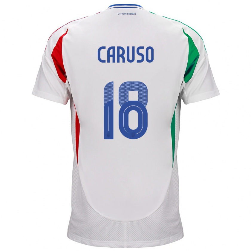 Kandiny Bambino Maglia Italia Arianna Caruso #18 Bianco Kit Gara Away 24-26 Maglietta