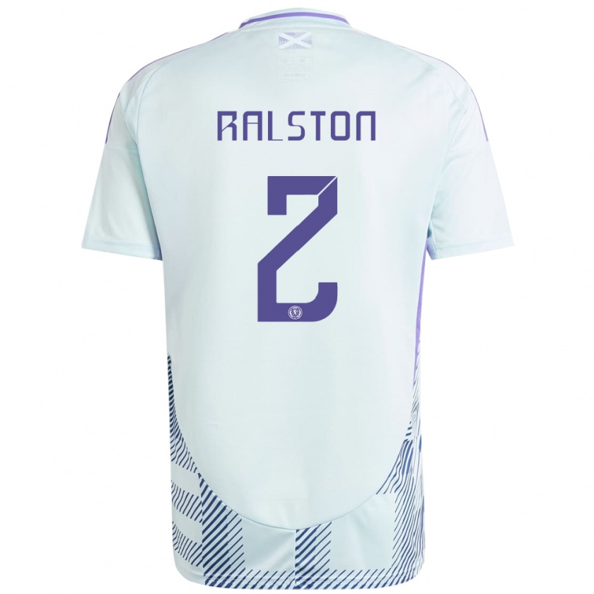 Kandiny Niño Camiseta Escocia Anthony Ralston #2 Azul Menta Claro 2ª Equipación 24-26 La Camisa México