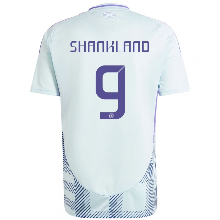 Kandiny Kinder Schottland Lawrence Shankland #9 Helles Mintblau Auswärtstrikot Trikot 24-26 T-Shirt Österreich