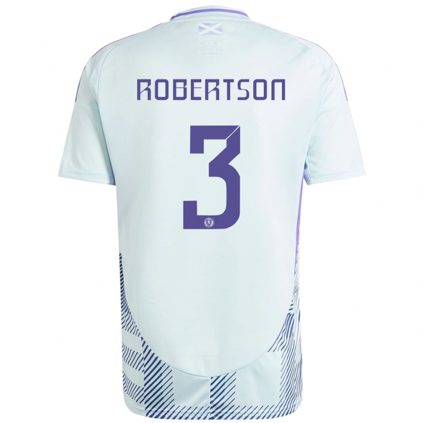 Kandiny Bambino Maglia Scotland Andrew Robertson #3 Blu Menta Chiaro Kit Gara Away 24-26 Maglietta