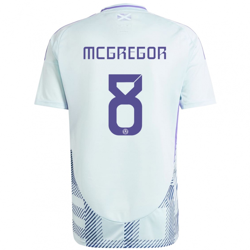 Kandiny Kinder Schottland Callum Mcgregor #8 Helles Mintblau Auswärtstrikot Trikot 24-26 T-Shirt Österreich