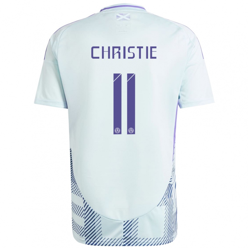 Kandiny Kinder Schottland Ryan Christie #11 Helles Mintblau Auswärtstrikot Trikot 24-26 T-Shirt Österreich