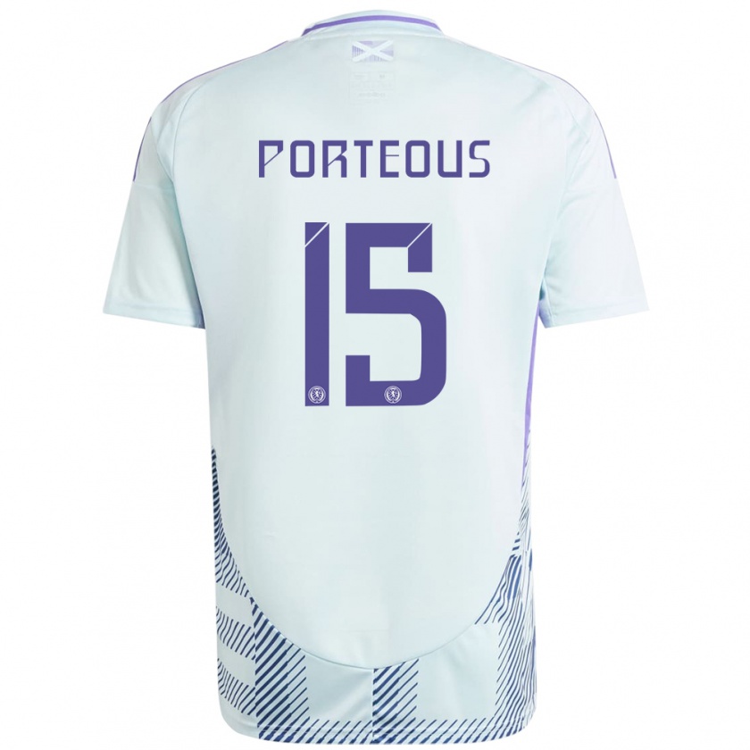 Kandiny Bambino Maglia Scotland Ryan Porteous #15 Blu Menta Chiaro Kit Gara Away 24-26 Maglietta