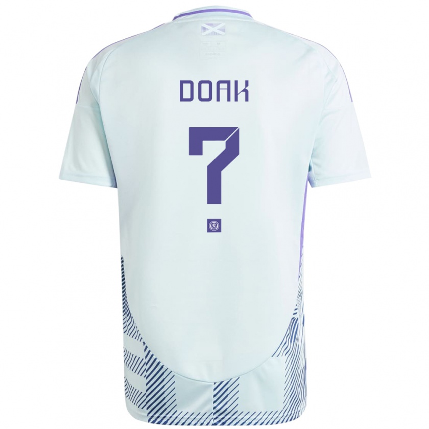 Kandiny Bambino Maglia Scotland Ben Doak #0 Blu Menta Chiaro Kit Gara Away 24-26 Maglietta