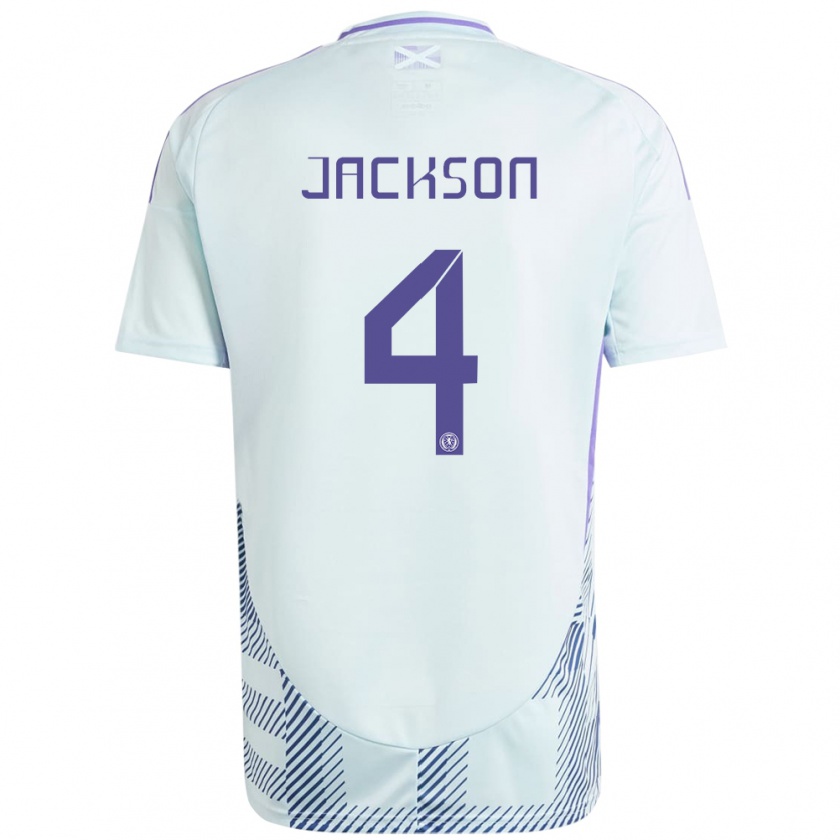 Kandiny Bambino Maglia Scotland Louis Jackson #4 Blu Menta Chiaro Kit Gara Away 24-26 Maglietta