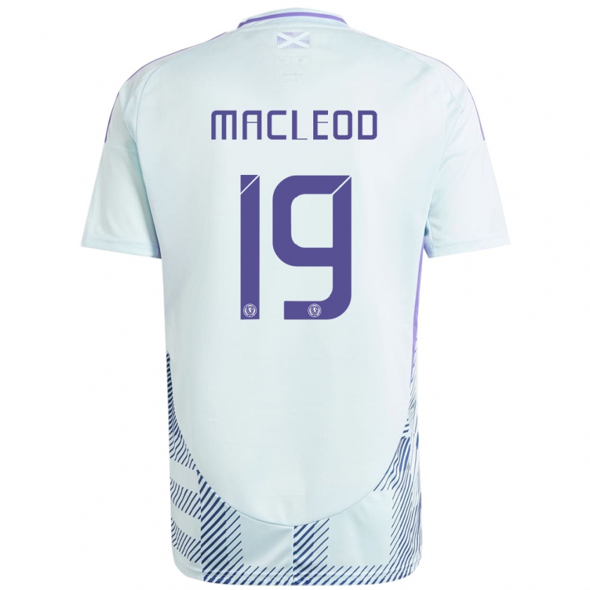 Kandiny Bambino Maglia Scotland Rory Macleod #19 Blu Menta Chiaro Kit Gara Away 24-26 Maglietta