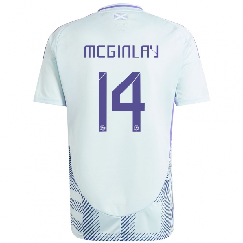 Kandiny Niño Camiseta Escocia Aiden Mcginlay #14 Azul Menta Claro 2ª Equipación 24-26 La Camisa México