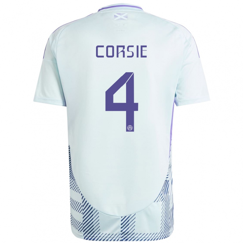 Kandiny Bambino Maglia Scotland Rachel Corsie #4 Blu Menta Chiaro Kit Gara Away 24-26 Maglietta