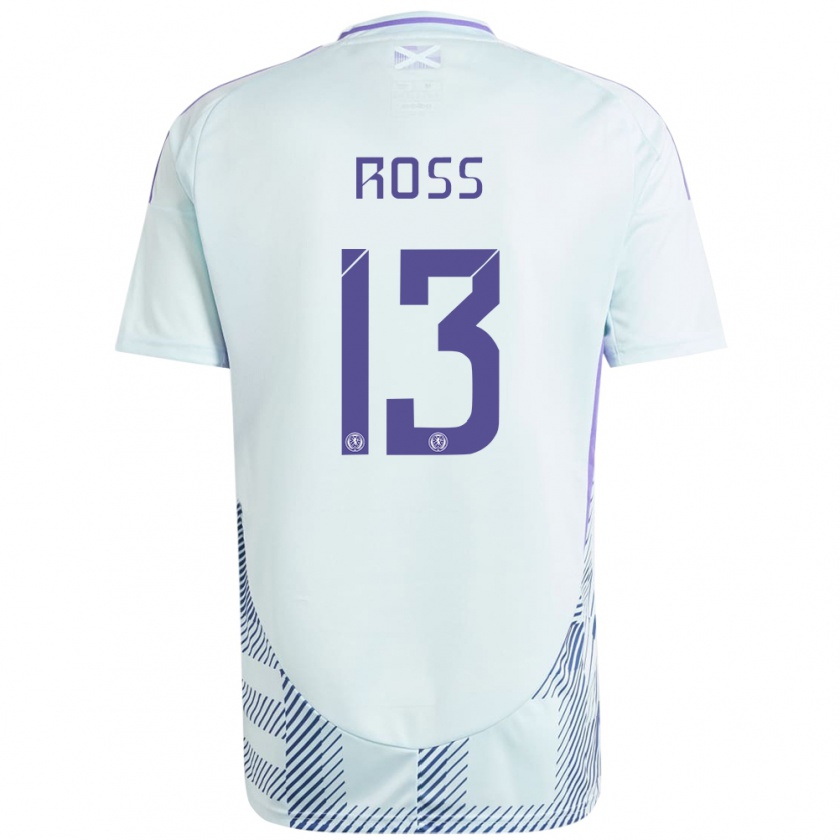 Kandiny Bambino Maglia Scotland Jane Ross #13 Blu Menta Chiaro Kit Gara Away 24-26 Maglietta