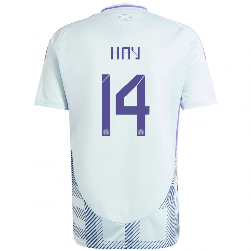 Kandiny Bambino Maglia Scotland Brogan Hay #14 Blu Menta Chiaro Kit Gara Away 24-26 Maglietta