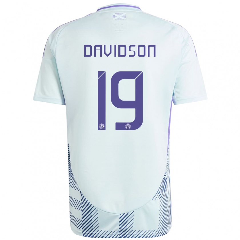 Kandiny Bambino Maglia Scotland Lauren Davidson #19 Blu Menta Chiaro Kit Gara Away 24-26 Maglietta