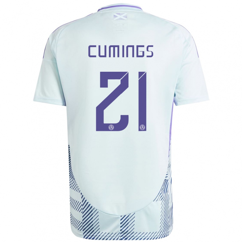 Kandiny Bambino Maglia Scotland Eartha Cumings #21 Blu Menta Chiaro Kit Gara Away 24-26 Maglietta