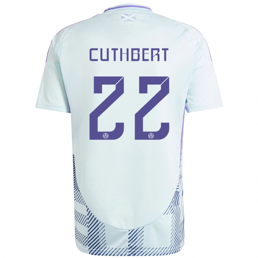 Kandiny Kinder Schottland Erin Cuthbert #22 Helles Mintblau Auswärtstrikot Trikot 24-26 T-Shirt Österreich