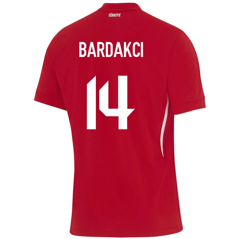 Kandiny Bambino Maglia Turchia Abdülkerim Bardakcı #14 Rosso Kit Gara Away 24-26 Maglietta