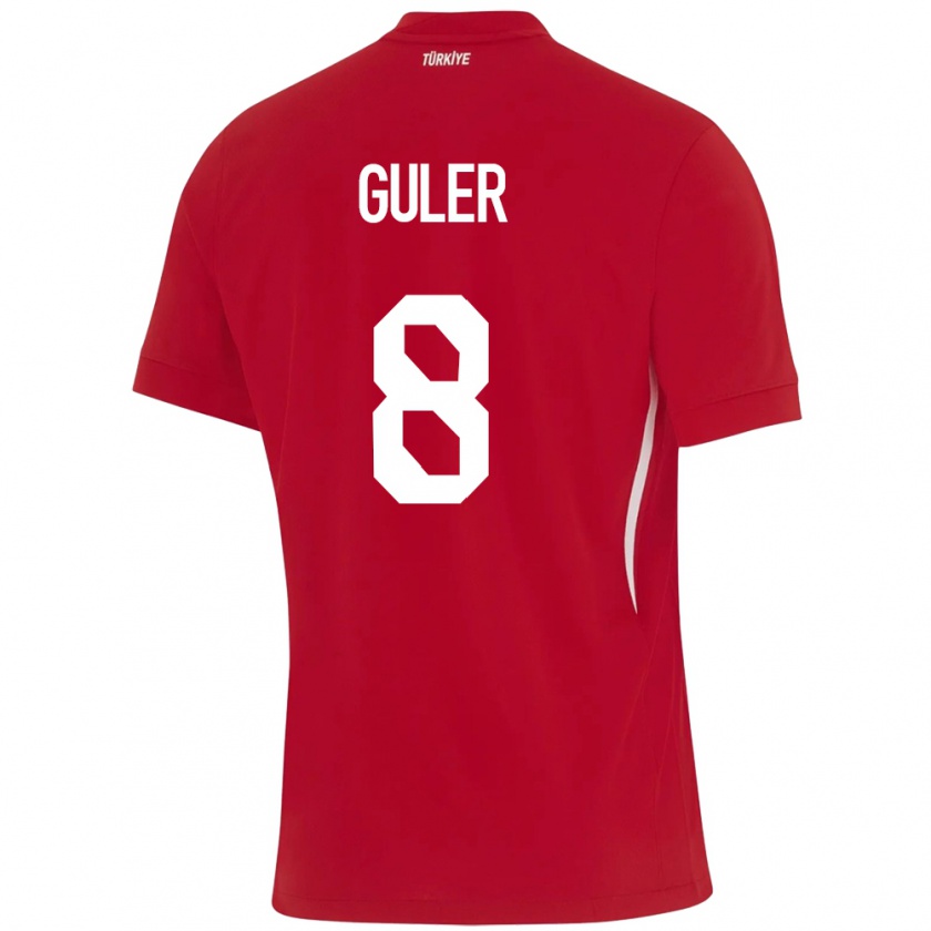 Kandiny Bambino Maglia Turchia Arda Güler #8 Rosso Kit Gara Away 24-26 Maglietta