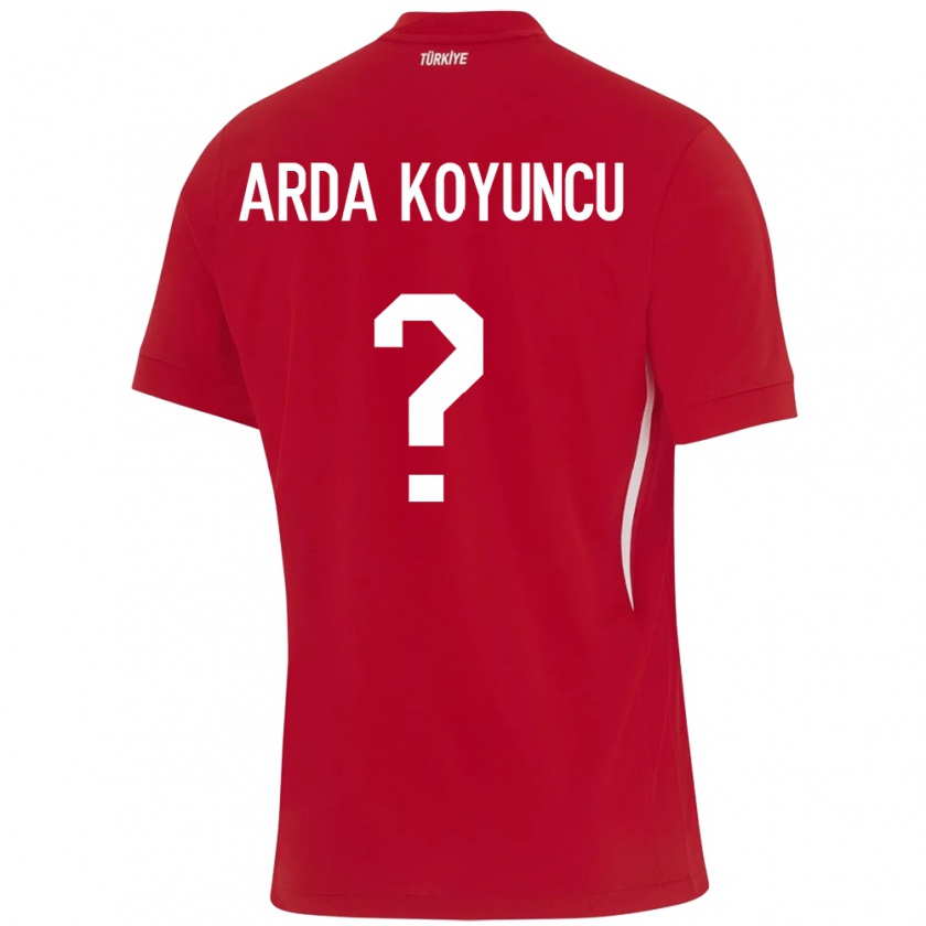 Kandiny Bambino Maglia Turchia Efe Arda Koyuncu #0 Rosso Kit Gara Away 24-26 Maglietta